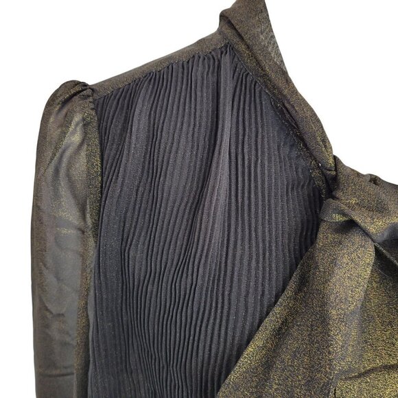 Nanette Lepore Shimmery Black and Gold Blouse Size Small - Picture 4 of 16